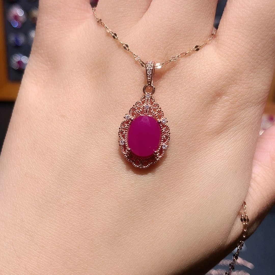 吊坠(赠链)红宝石银S925镶嵌
