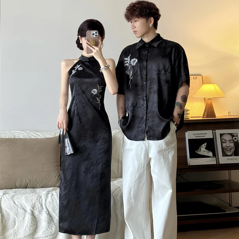 情侣装夏装高级感新中式无袖旗袍连衣裙气质显瘦复古风设计感长裙