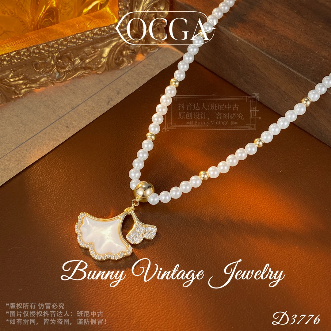 镀K金D3776 法★【杏叶纷飞】OCGA 欧斯伽斯 项链