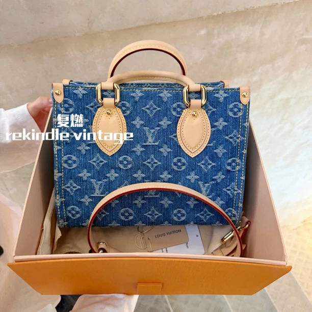 99新 LouisVuitton/路易威登 复燃精选/丹宁小号onthego斜挎包