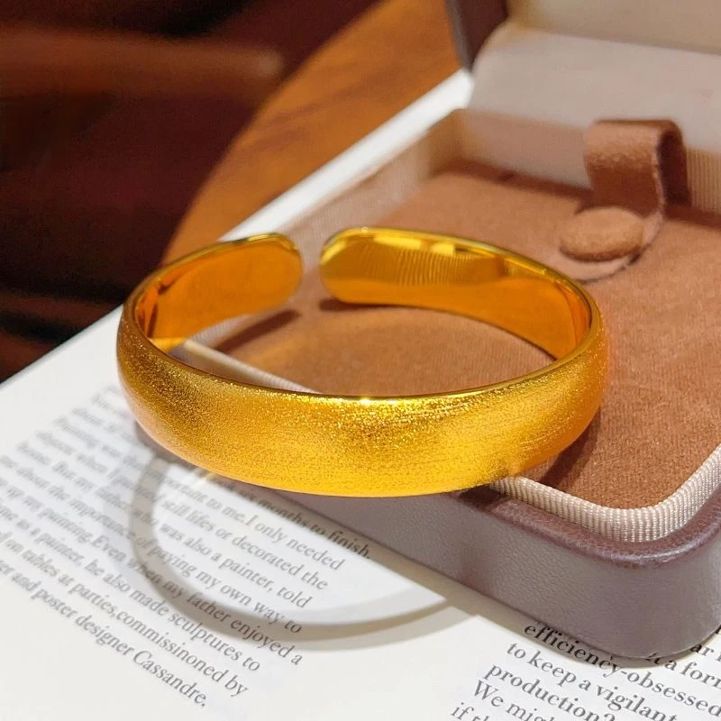 铜合金手镯 精品磨砂丝绒拉丝面开口手镯时尚饰品镯子2025新款