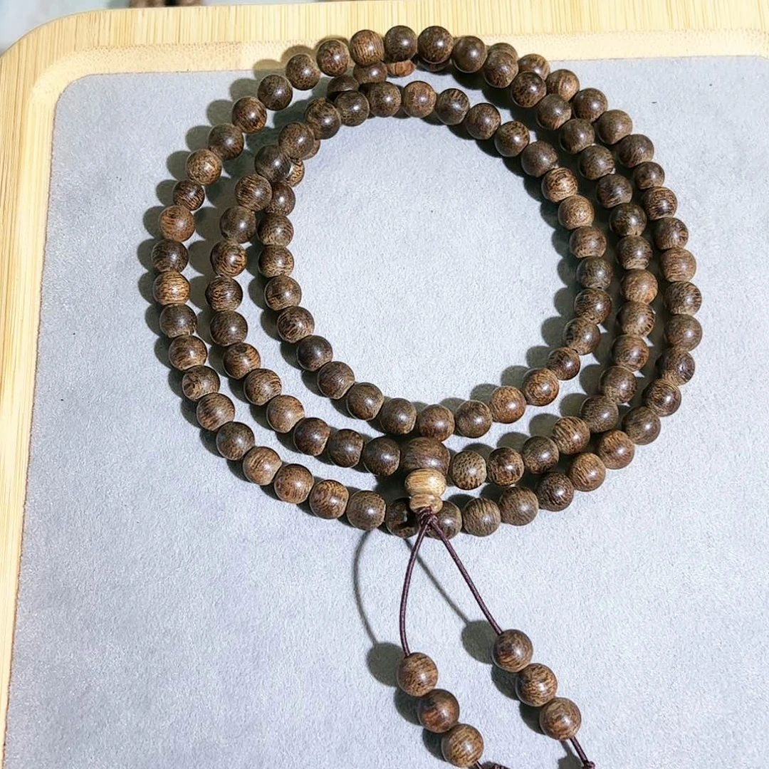 沉香手串天然老惠安红油古董香108多圈 99分沉