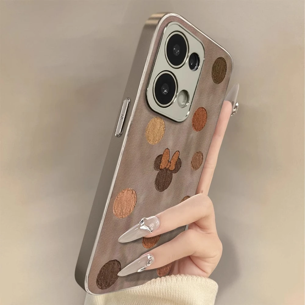 波点米妮适用OPPOReno14手机壳+Reno13pro小羊皮Findx8s防摔支架