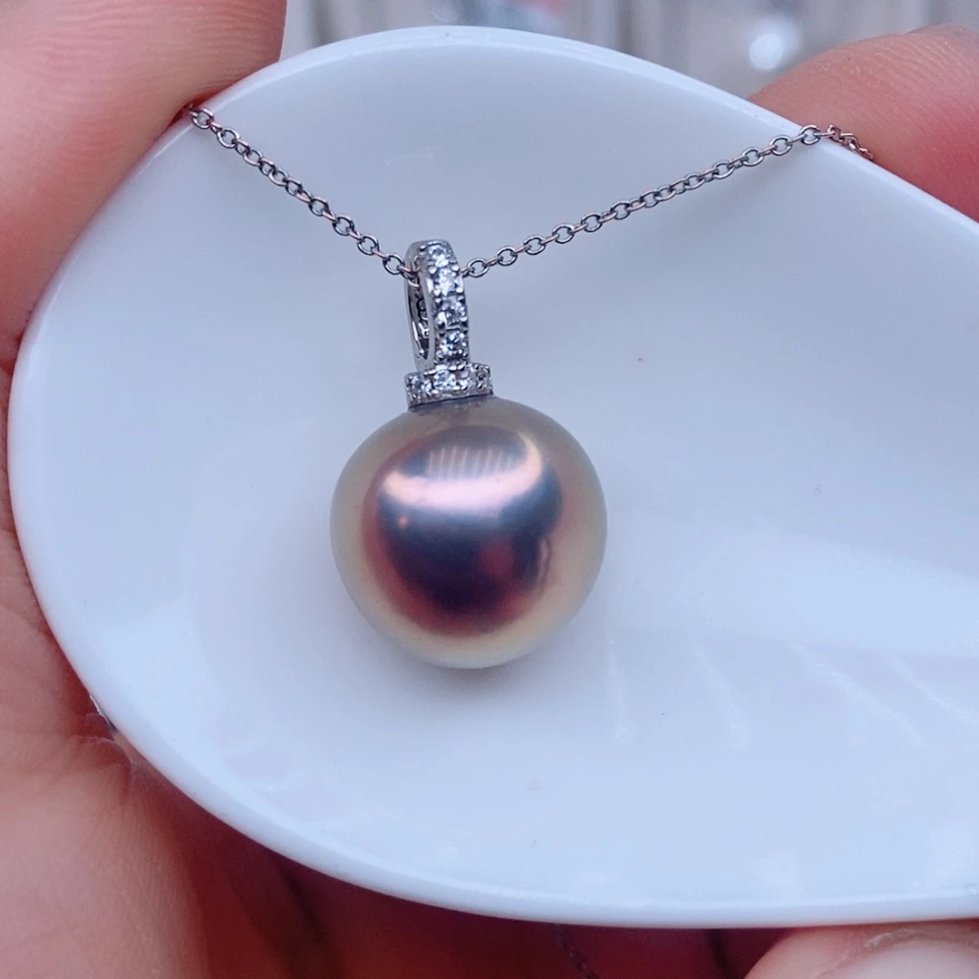 项链银S925镶嵌淡水珍珠