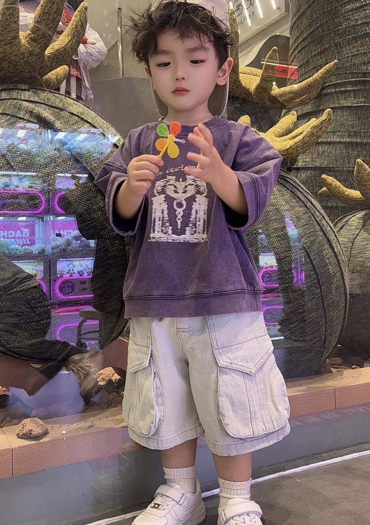 【棉逗熊品牌】2025男童韩版夏季休闲中大童百搭T恤-15027