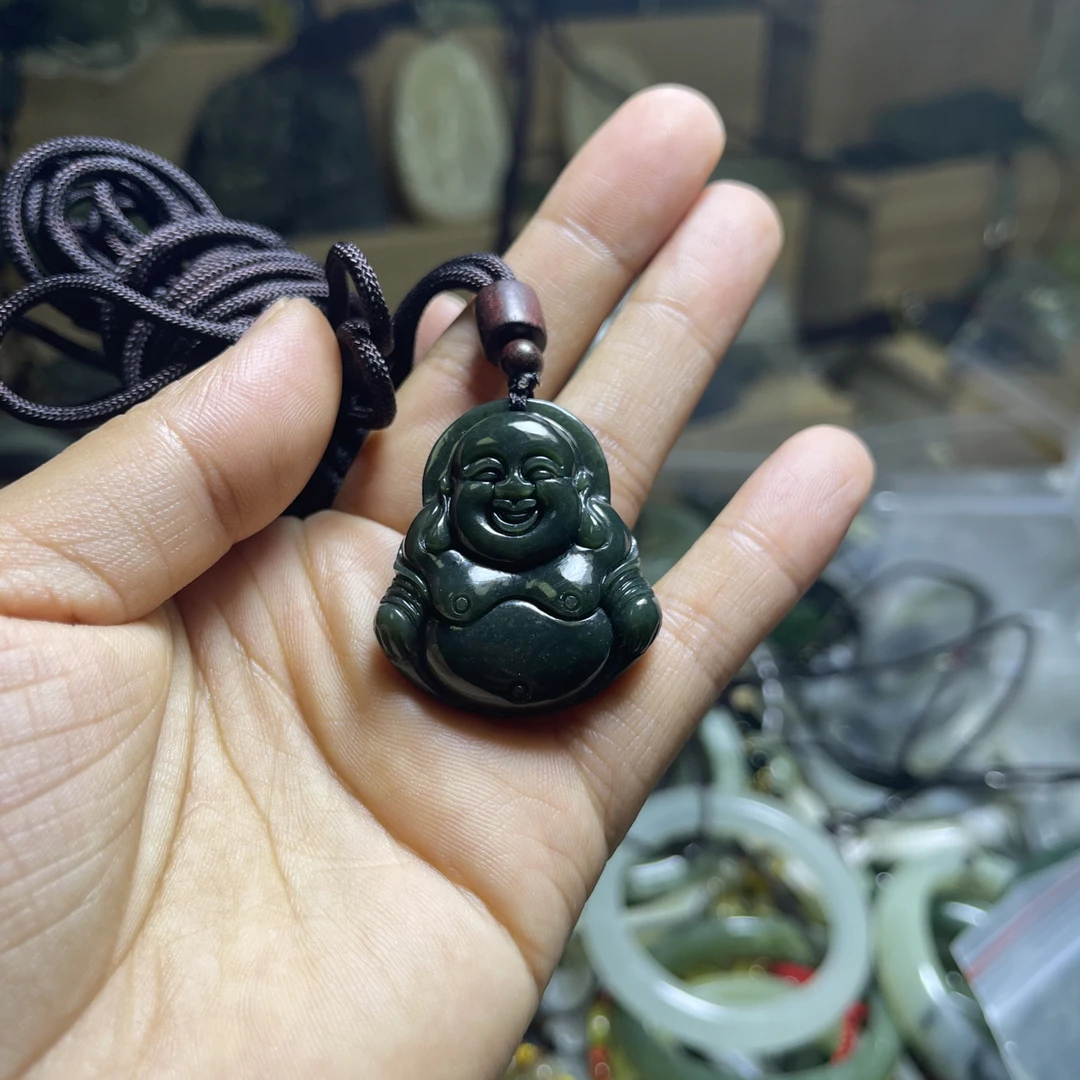 天然和田玉佛越戴越油润能戴一辈子的佛笑佛