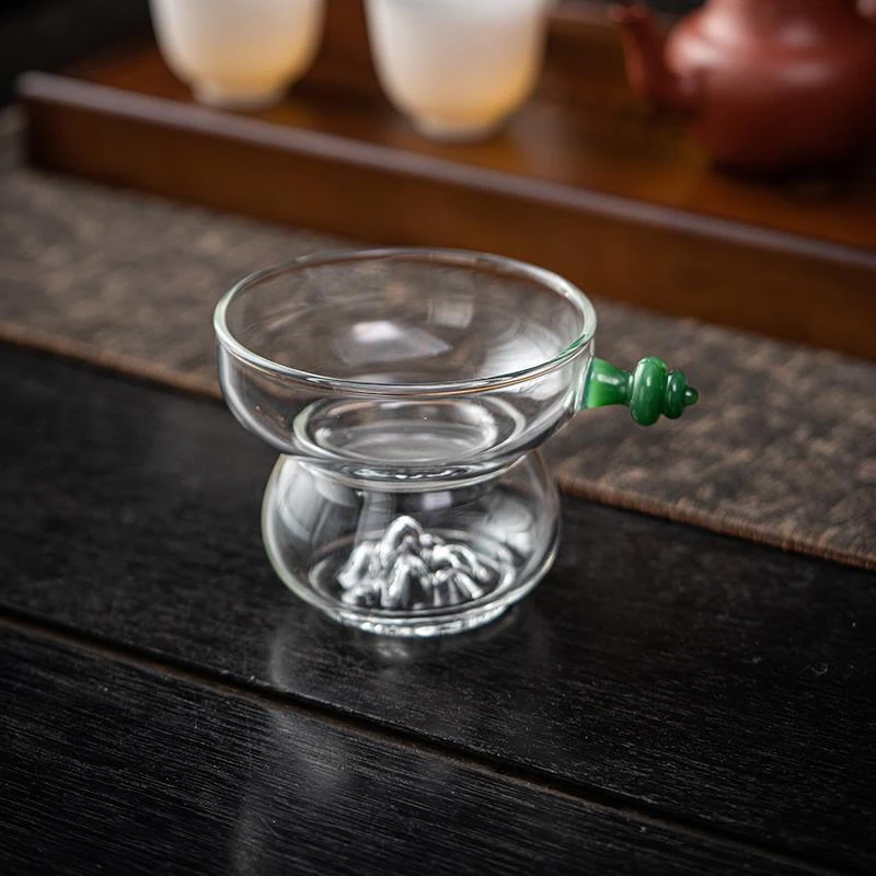 玻璃茶漏创意滤茶器茶具配件茶叶过滤茶网泡茶茶水分离茶隔网滤茶