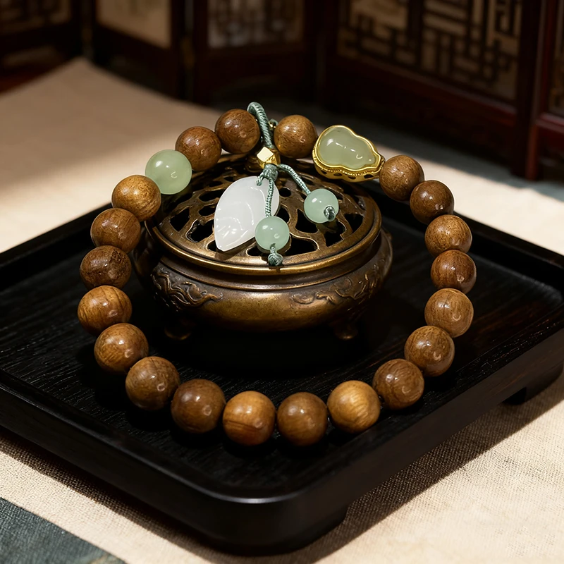 增香沉香木金丝楠木·一叶知秋手串手链念珠珠串禅意单圈时尚