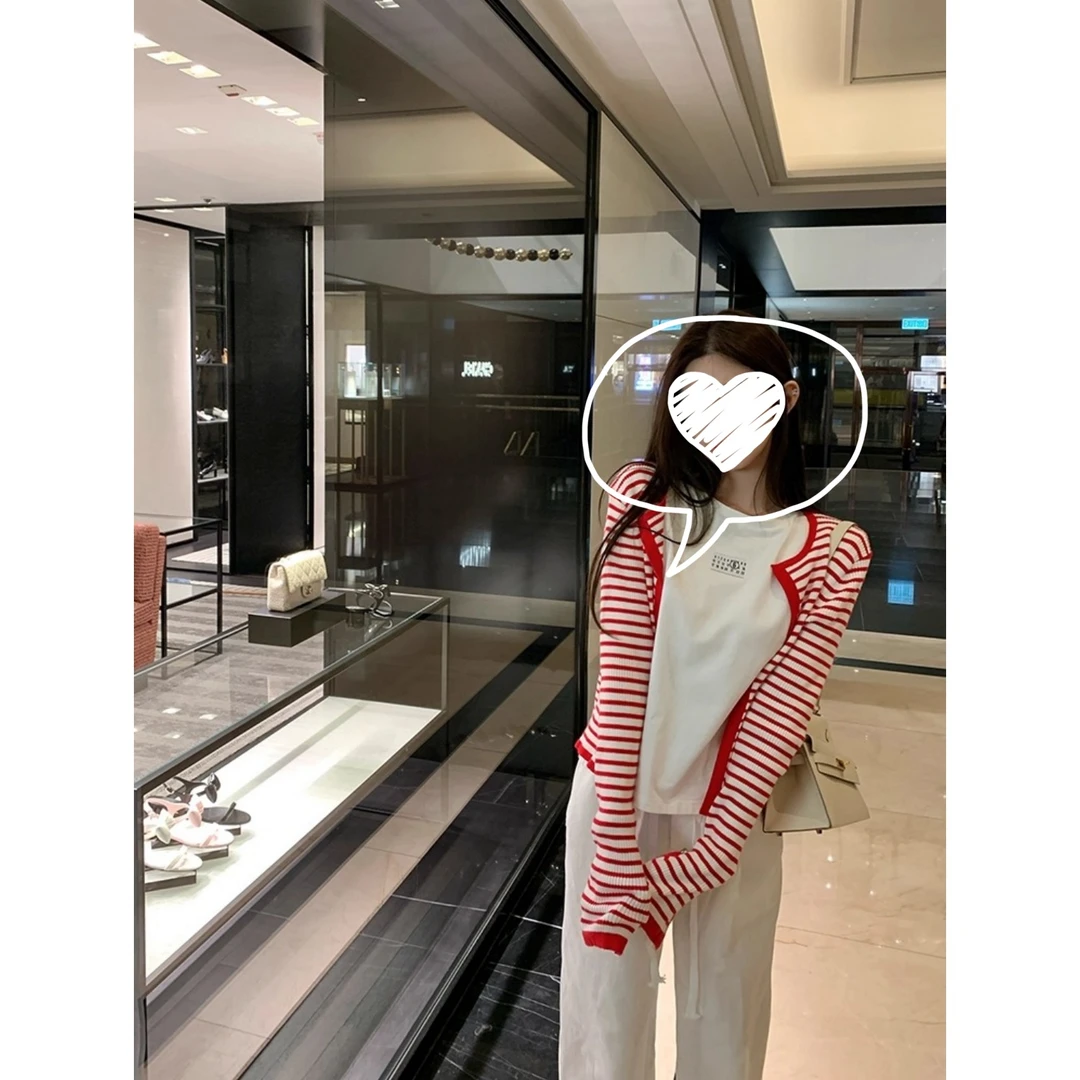 ULA LIMIT 春日小记针织衫女春复古圆领撞色条纹百搭开衫外套