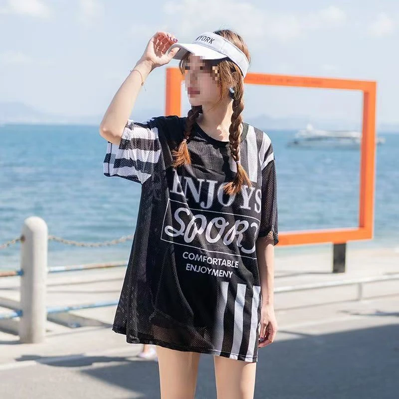 2025新款爆款游泳衣女夏保守遮肚显瘦分体三件套学生泡温泉泳装