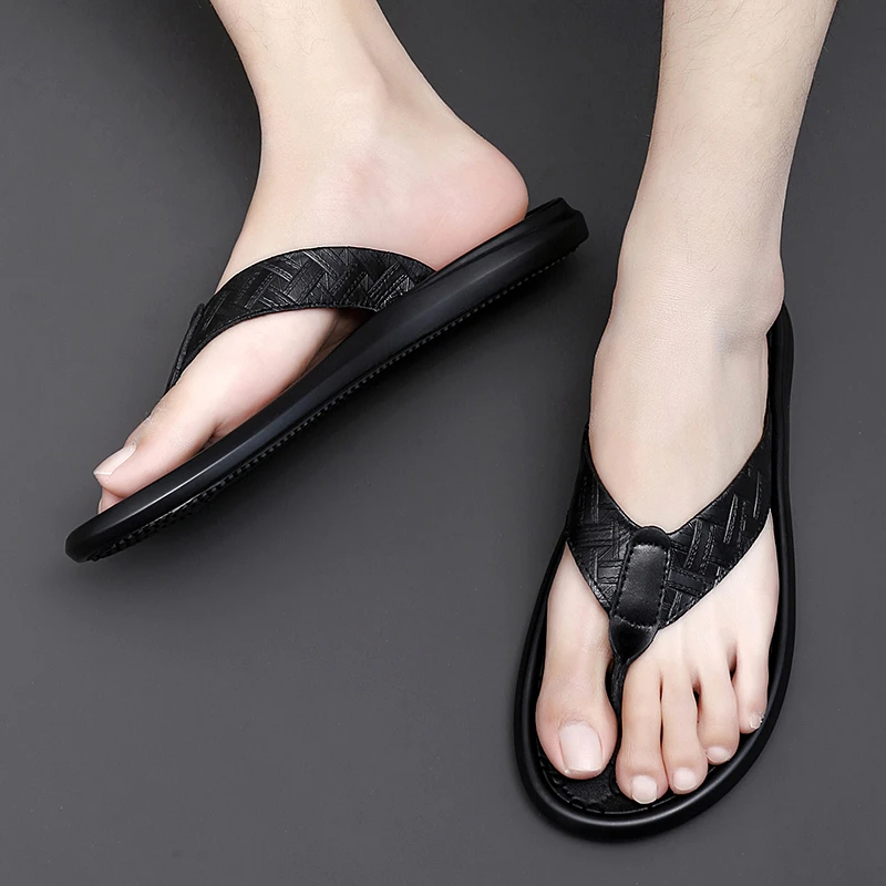 夏季拖鞋男款潮流沙滩鞋防滑夹脚黑色夏天时尚凉拖潮拖男士人字拖