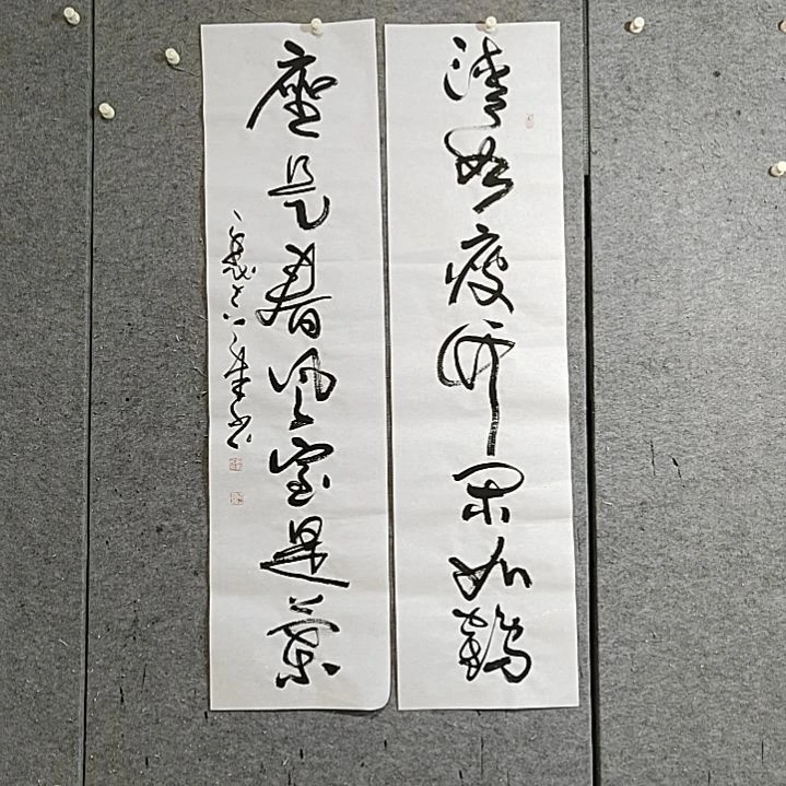 书法宋秉民。四尺对开。清如瘦竹闲如鹤