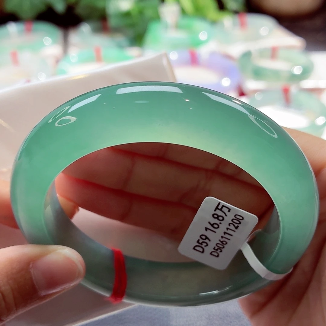 翡翠未镶嵌手镯海蓝之谜老蓝水68-44