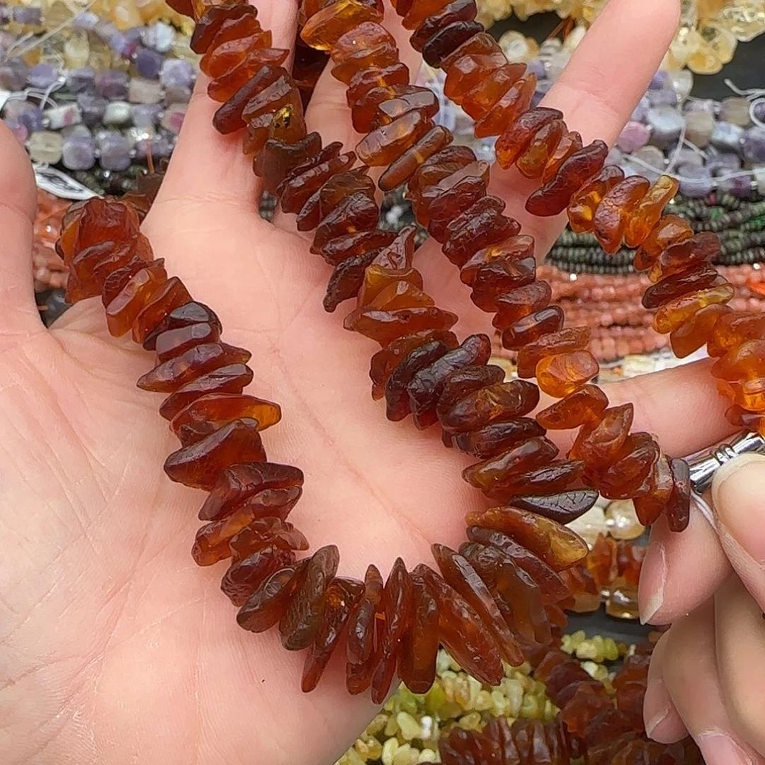 玛瑙/玉髓合金珠宝半成品老蜜蜡项链一条10-12mm