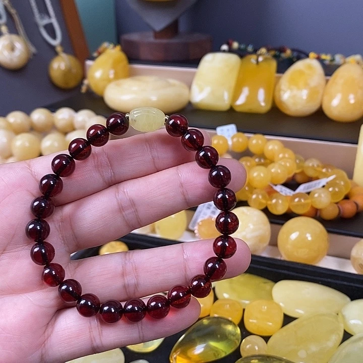 琥珀未镶嵌裸石手串