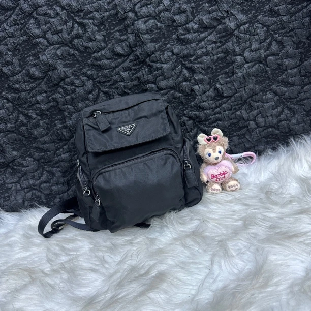 95新 Prada/普拉达 普拉达黑色小号降落伞双肩包