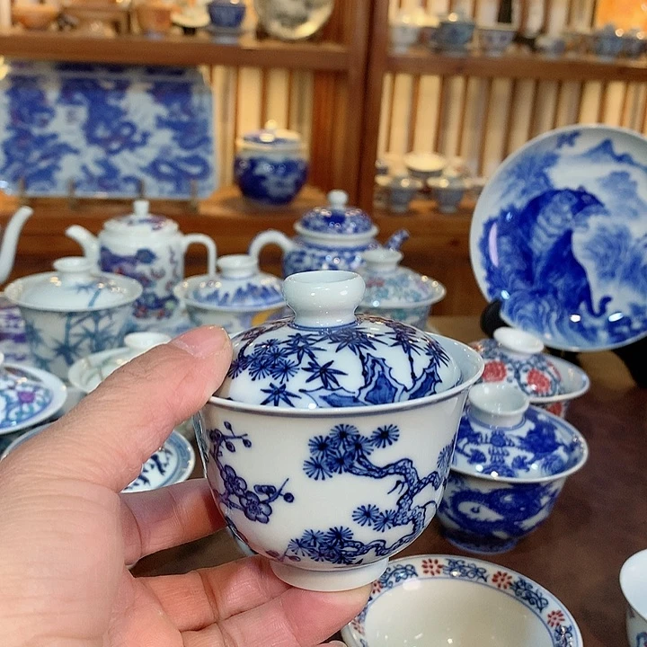 錡镇堂手工手绘盖碗