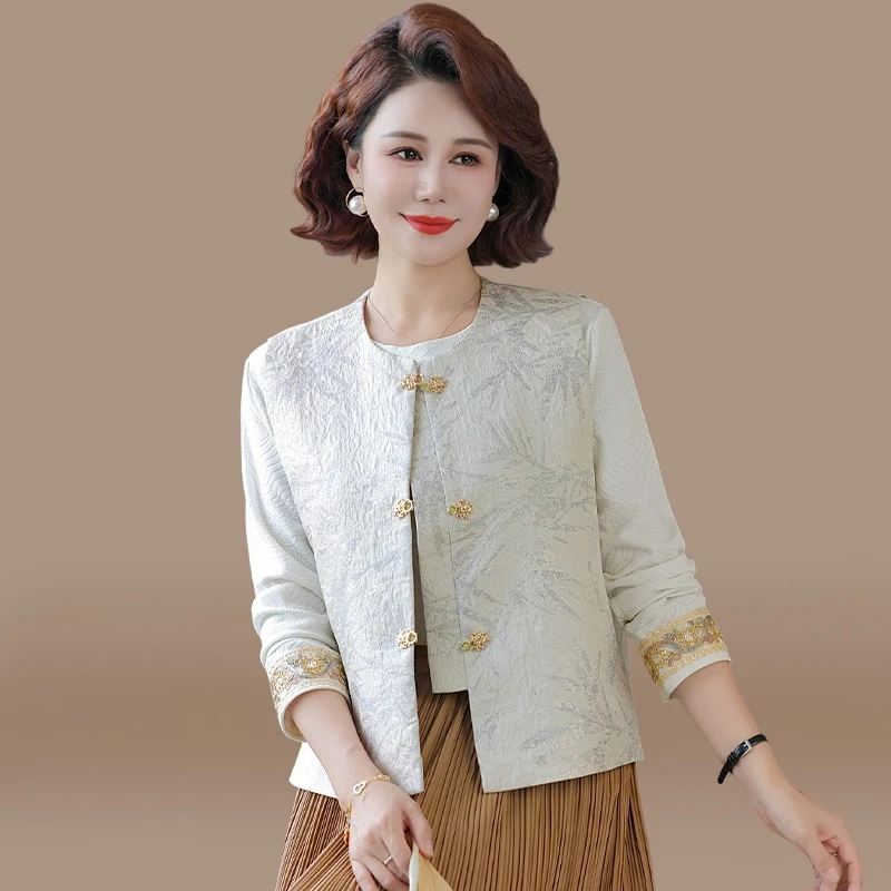 新中式妈妈秋装套装国风马甲外套中老年女装春秋背心外穿品牌上衣