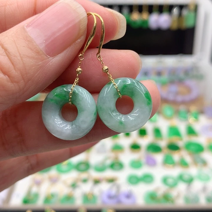 翡翠18K金镶嵌耳饰