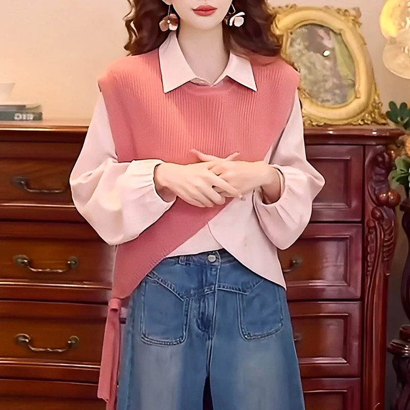 港风复古气质披肩长袖衬衫女装2025春秋新款宽松百搭衬衣休闲上衣