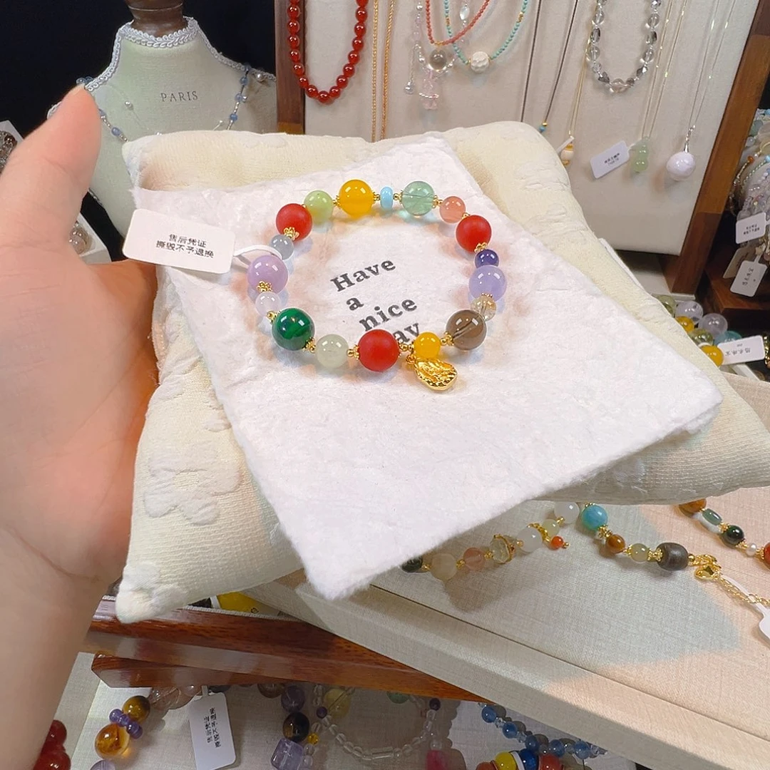 水晶手链未镶嵌多宝磨砂南红