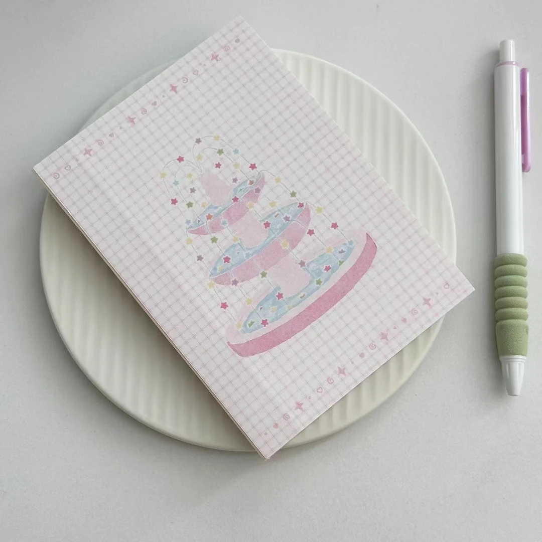 小红书同款星星奶油粉笔记本手帐本彩色内页简约ins日记学生本子