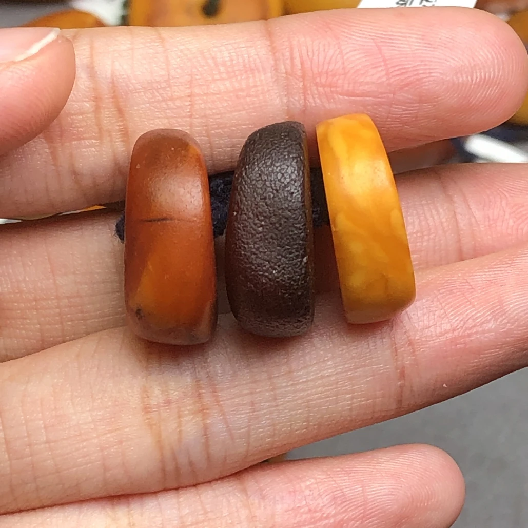 西亚老蜜蜡彩虹饼子手绳