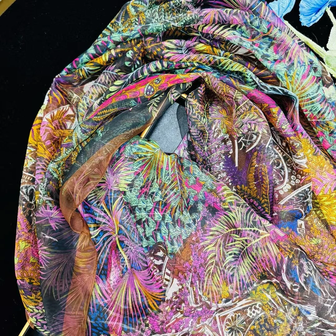 【热带雨林】云锦纱 180x130尺寸透气百搭舒适披肩丝巾