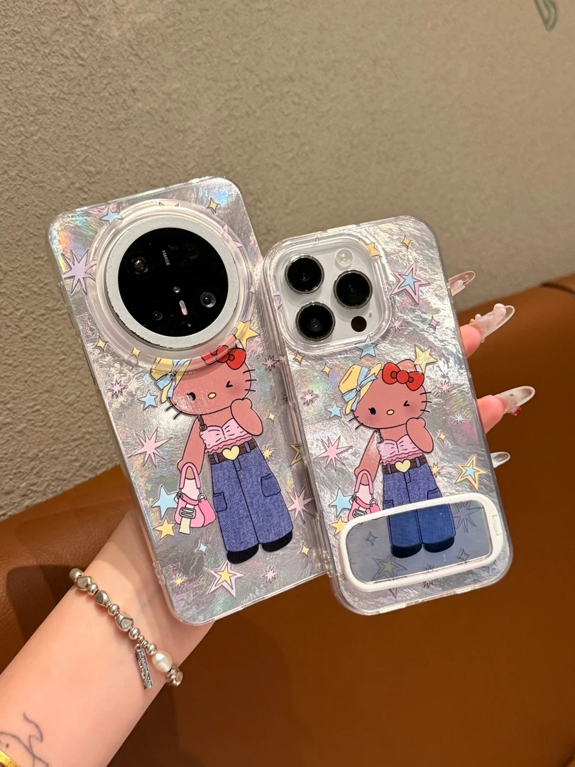 可爱卡通KT奇适用苹果/华为/OPPO/VIVO/小米/全包支架防摔手机壳