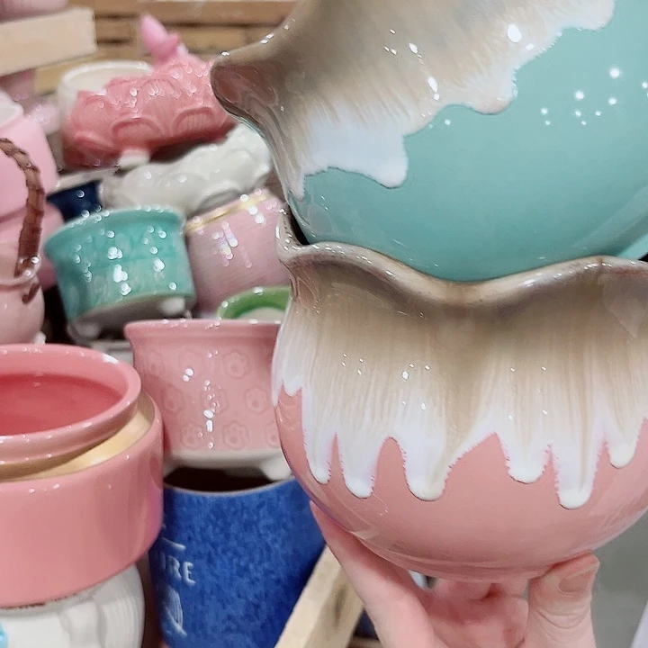 有孔.凑单10元陶瓷花盆发货！