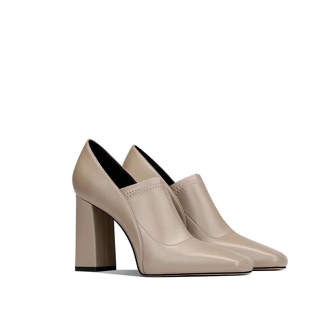 深口单鞋女款2025新款洋气爆款复古高端方根高跟鞋秋冬款妈妈鞋