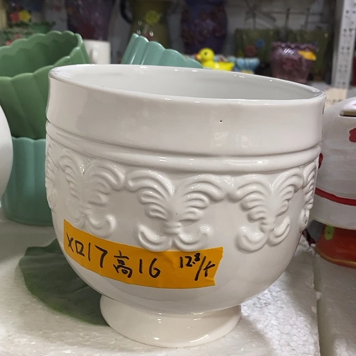 陶盆有孔 瑕疵针孔漏釉介意勿拍外口 17外高16