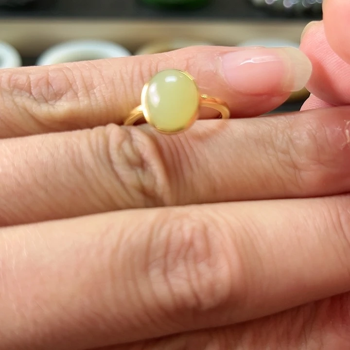 和田玉戒指银S925镶嵌