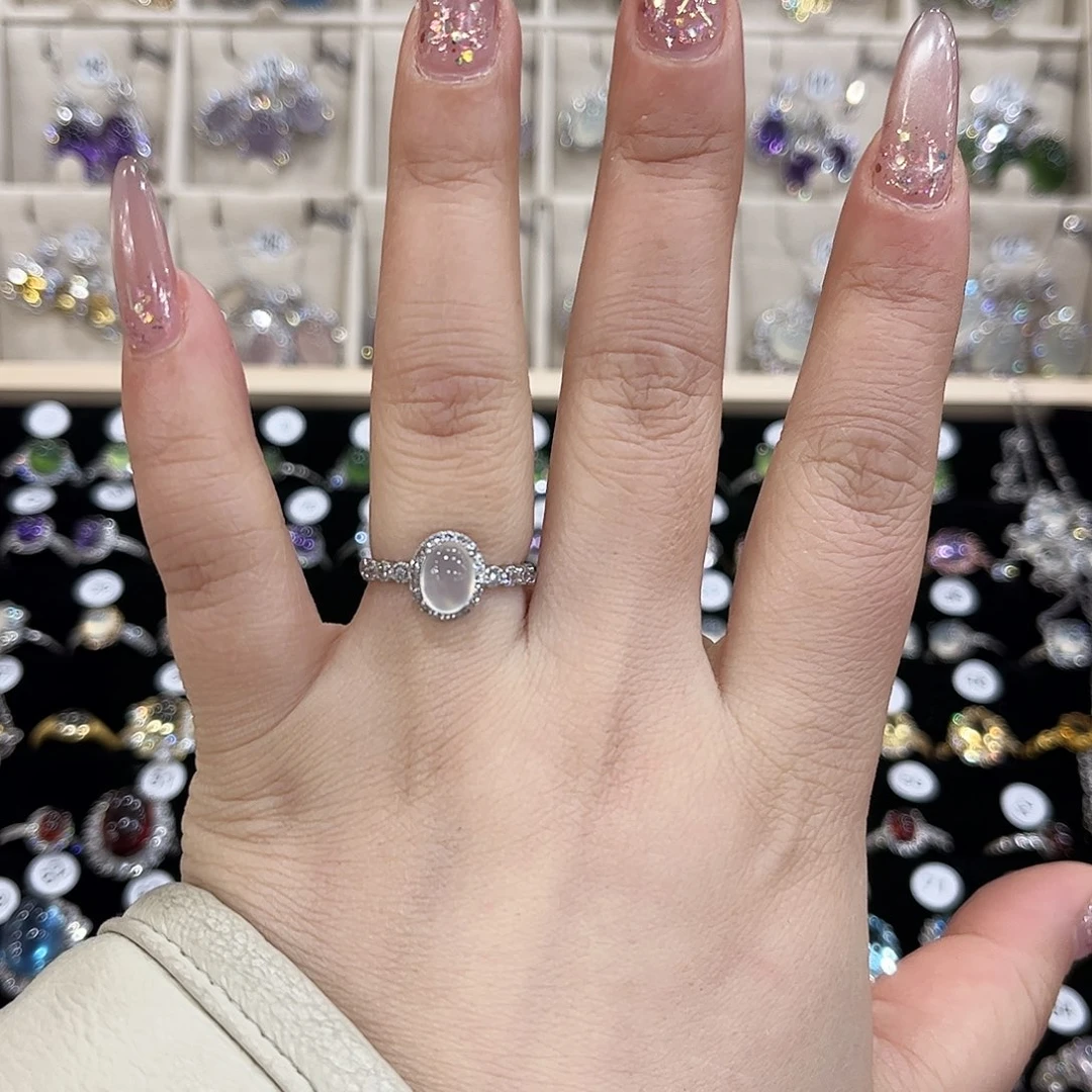 岫玉银S925镶嵌戒指