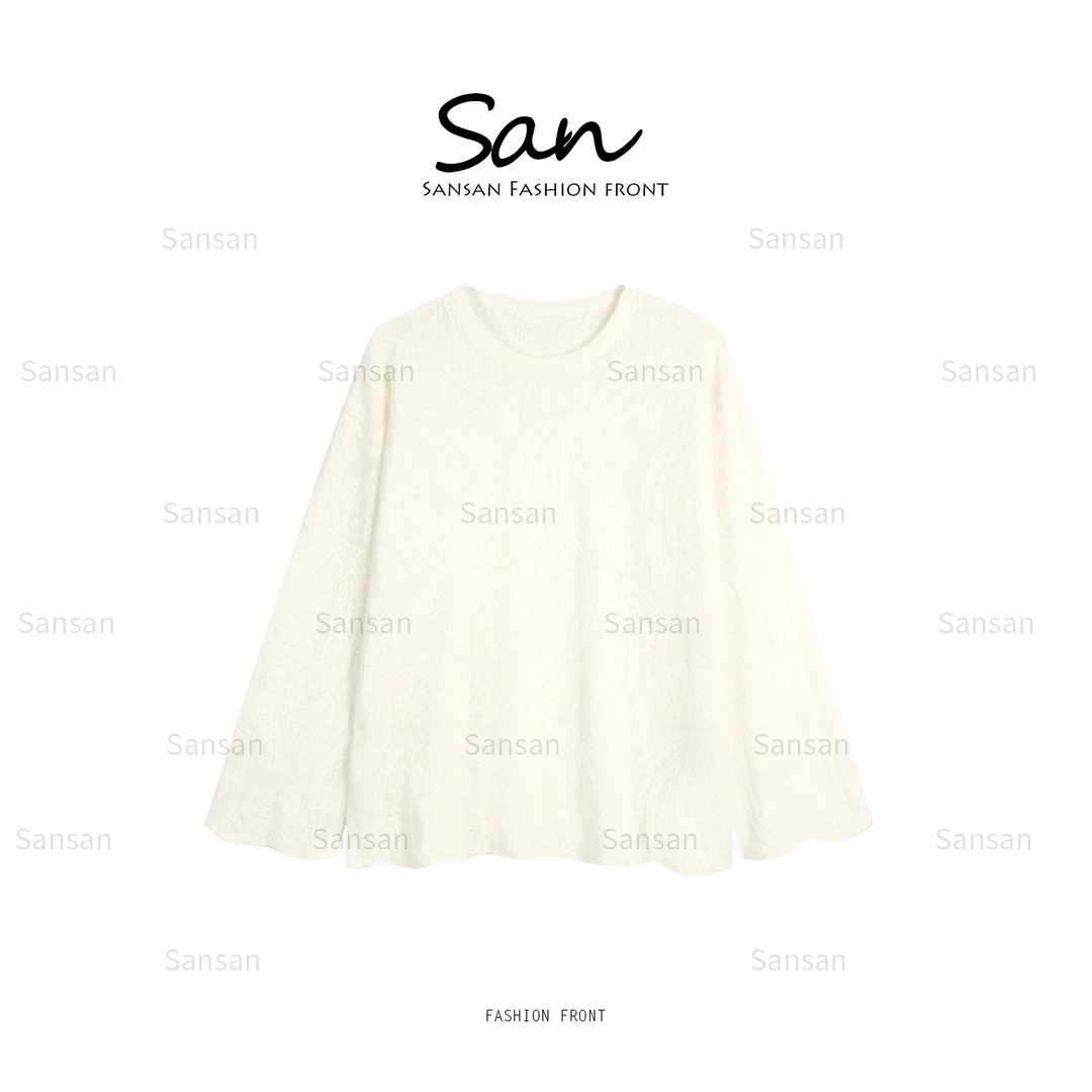 【SANSAN】秋冬新款百搭打底衫气质蕾丝长袖上衣DY-80400
