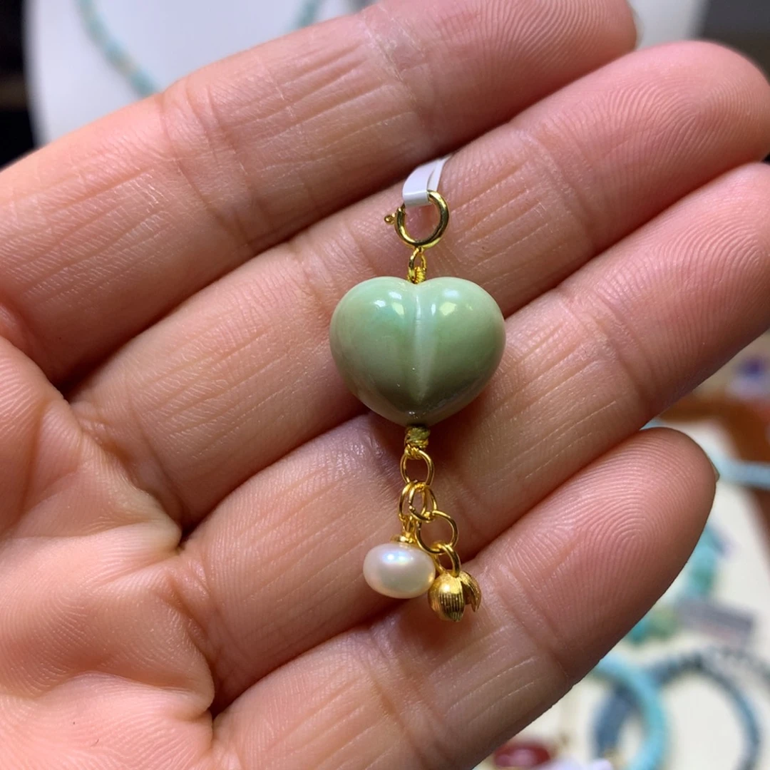 绿松石银S925镀金镶嵌挂件