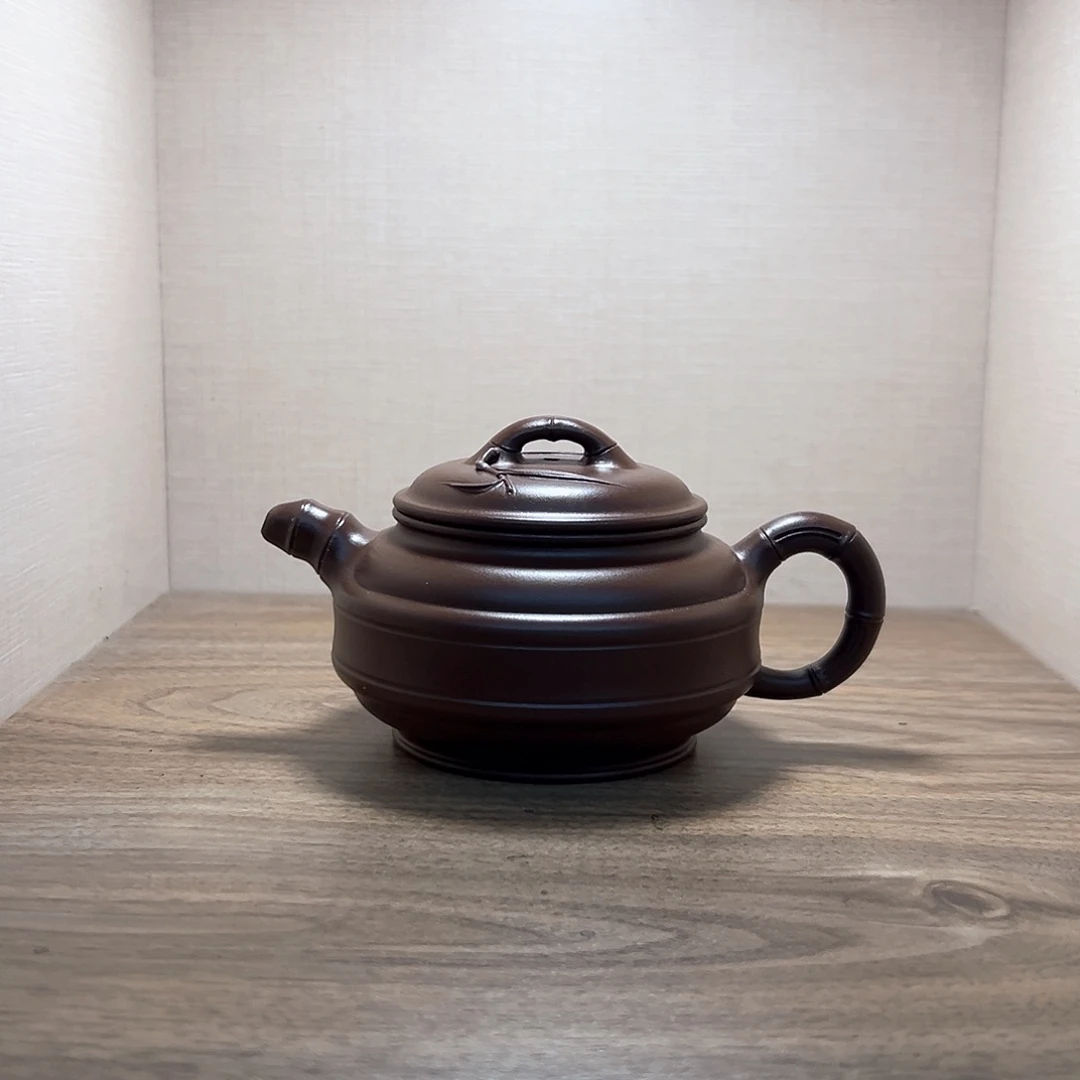 茶壶紫砂革紫 双线竹鼓