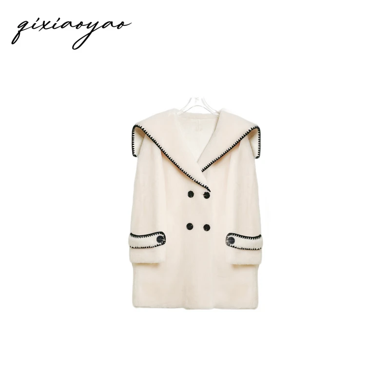 【流氓兔】减龄海军领对排扣全羊毛外套#QSXHR44949