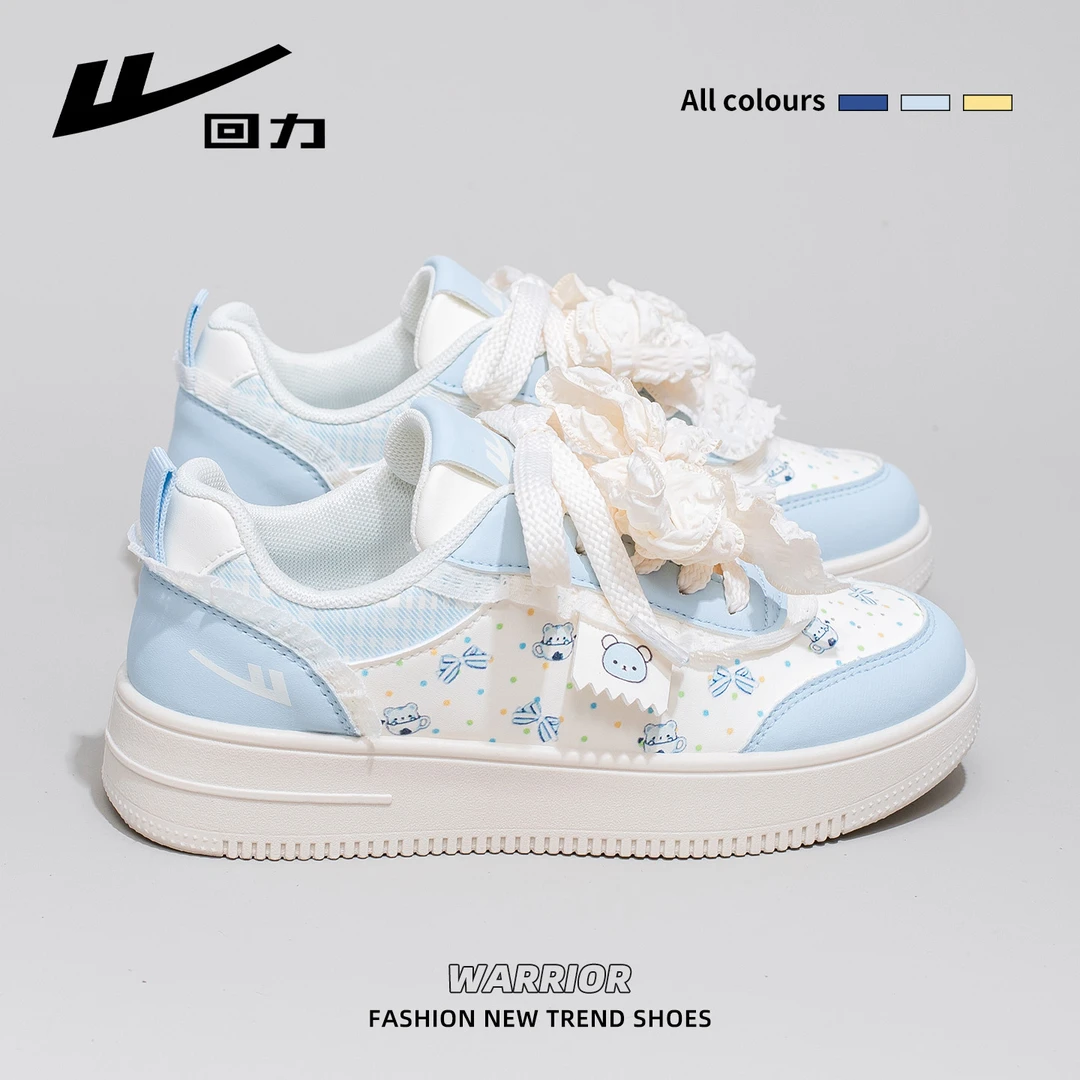 回力夏季透气小白鞋女2025新款蝴蝶结设计感小众休闲板鞋运动鞋子