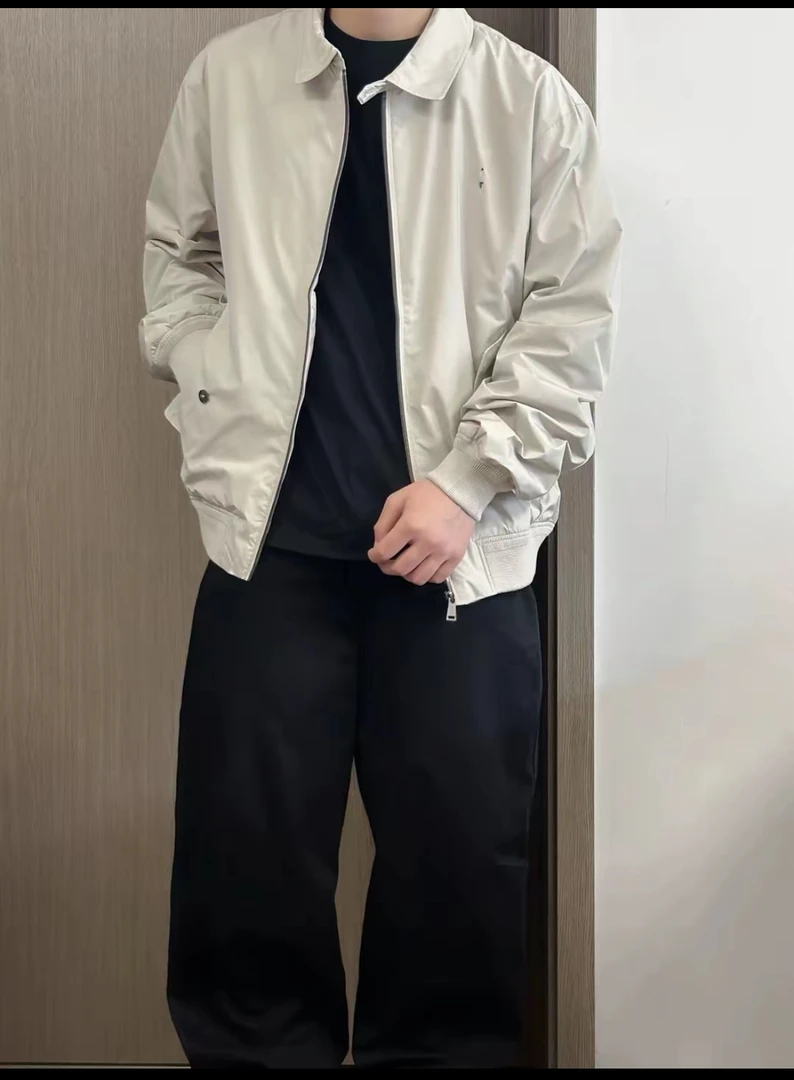 美式男士宽松 哈灵顿 刺绣 经典斜纹布复古立领夹克外套