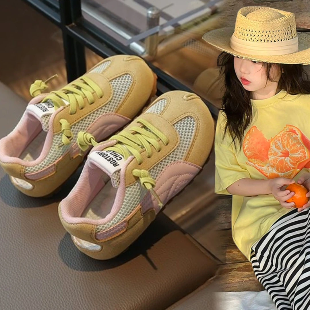 ABC 女童网面德训鞋2025夏季新款儿童休闲板鞋男童软底轻便板鞋潮