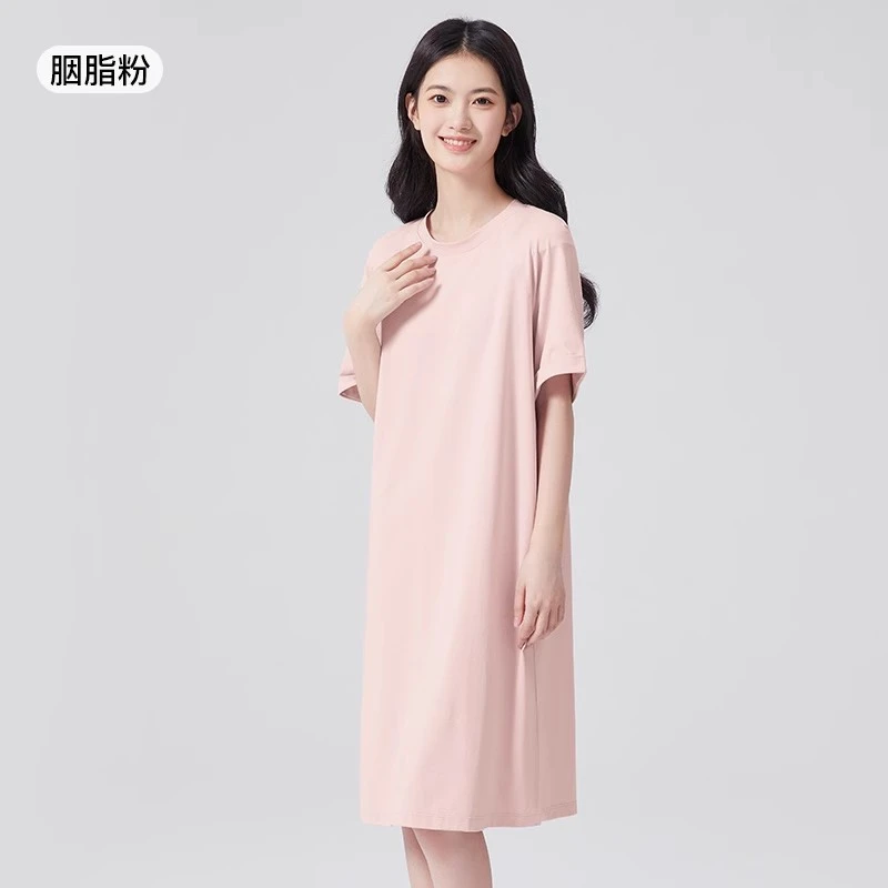 睡裙女款夏季冰丝短袖睡衣连衣裙A类抑菌女士家居服2025新