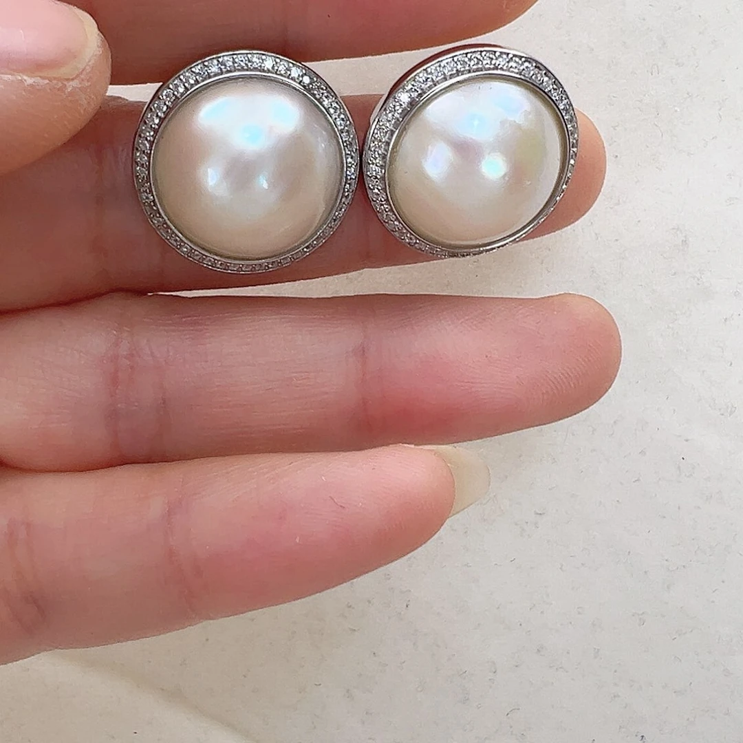 拼合珍珠（马贝珠）耳饰银S925镶嵌