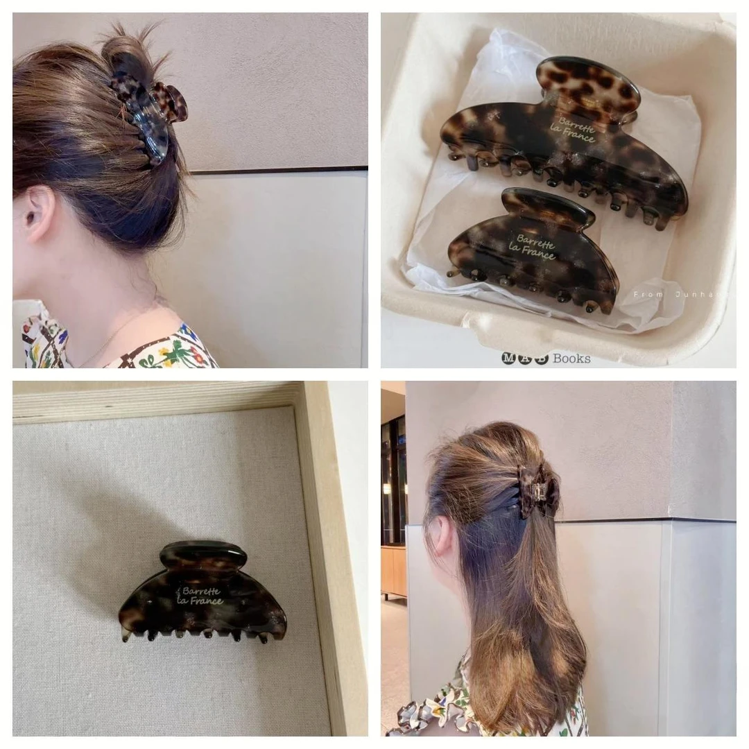 高级焦糖炫光法式气质醋酸抓夹小众半扎发夹发卡鲨鱼夹头饰盘发夹