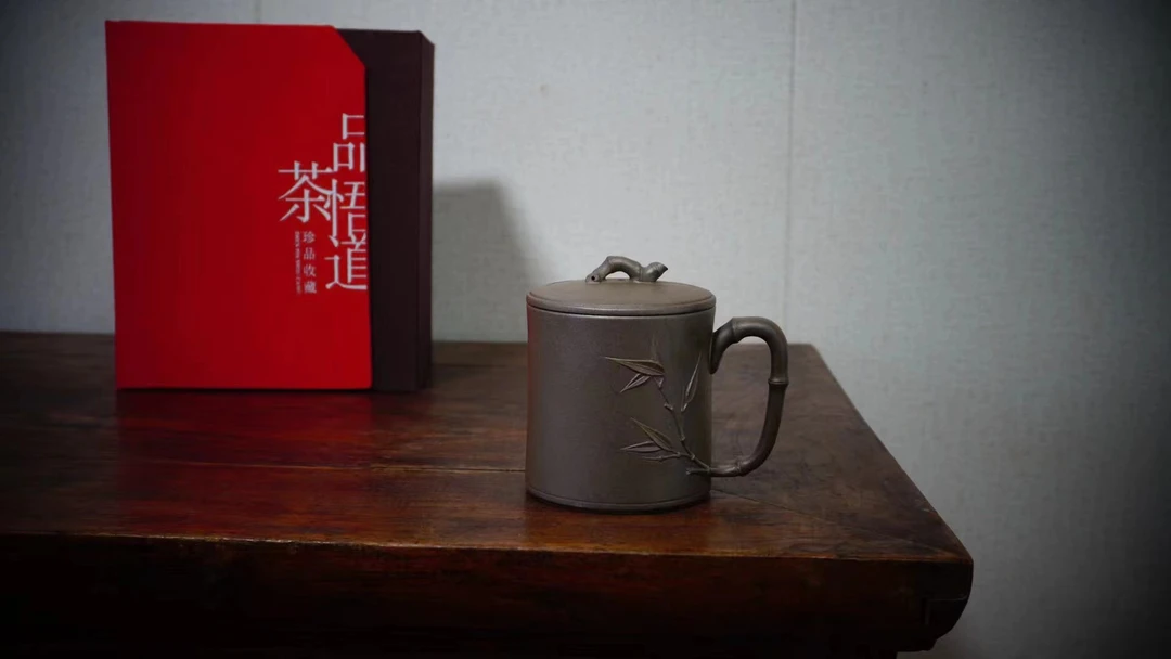 半手工【湘妃竹节杯】黄龙山老段泥柴烧制260cc左右