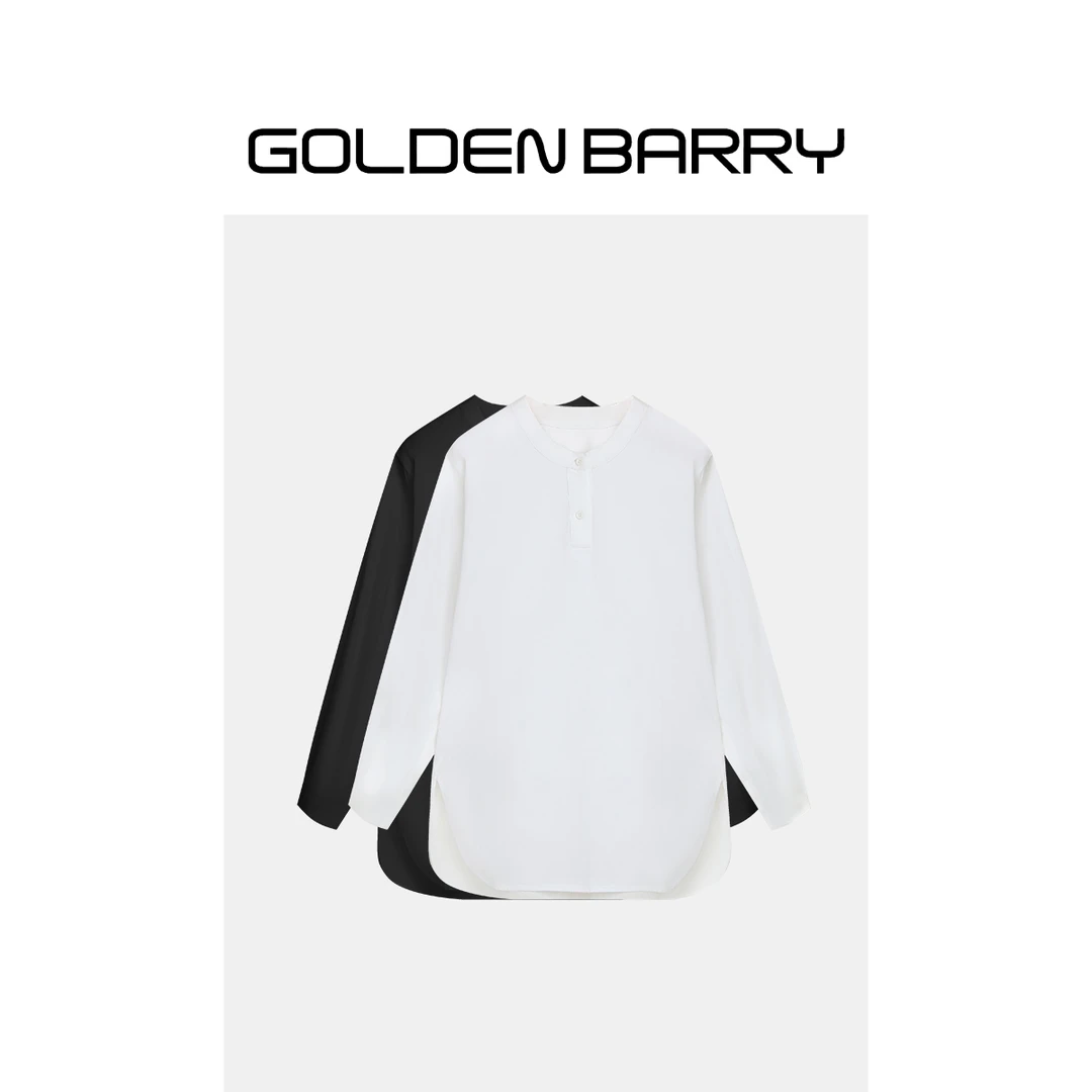 GOLDENBARRY|212473洋气百搭气质休闲舒适高级长袖宽松T恤纯色