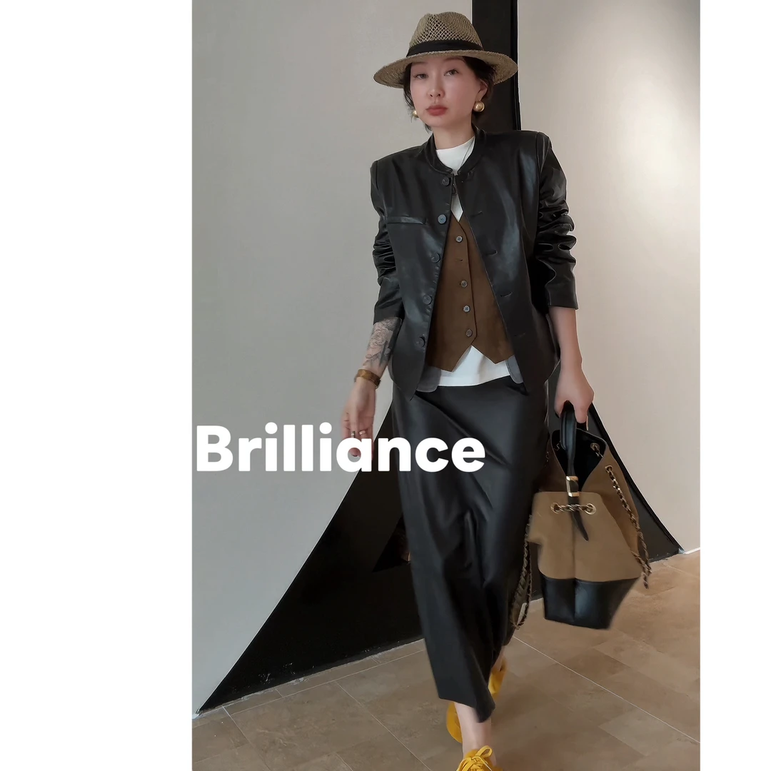 BRC 【无界】25秋季新款高级感pu皮精致短款皮衣外套[专属]