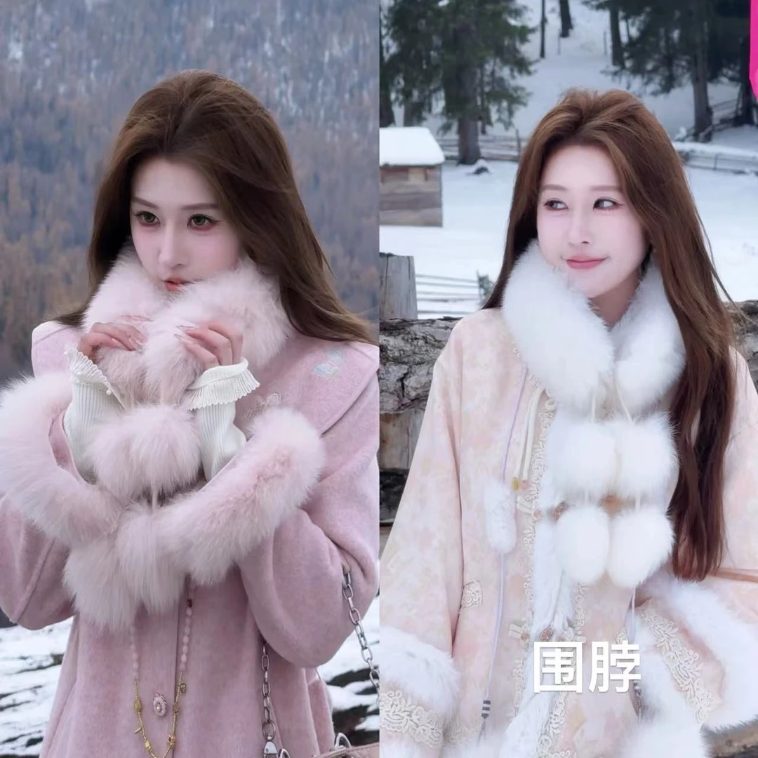 【婷婷】双球狐狸毛皮草围脖TT2SDTM2821