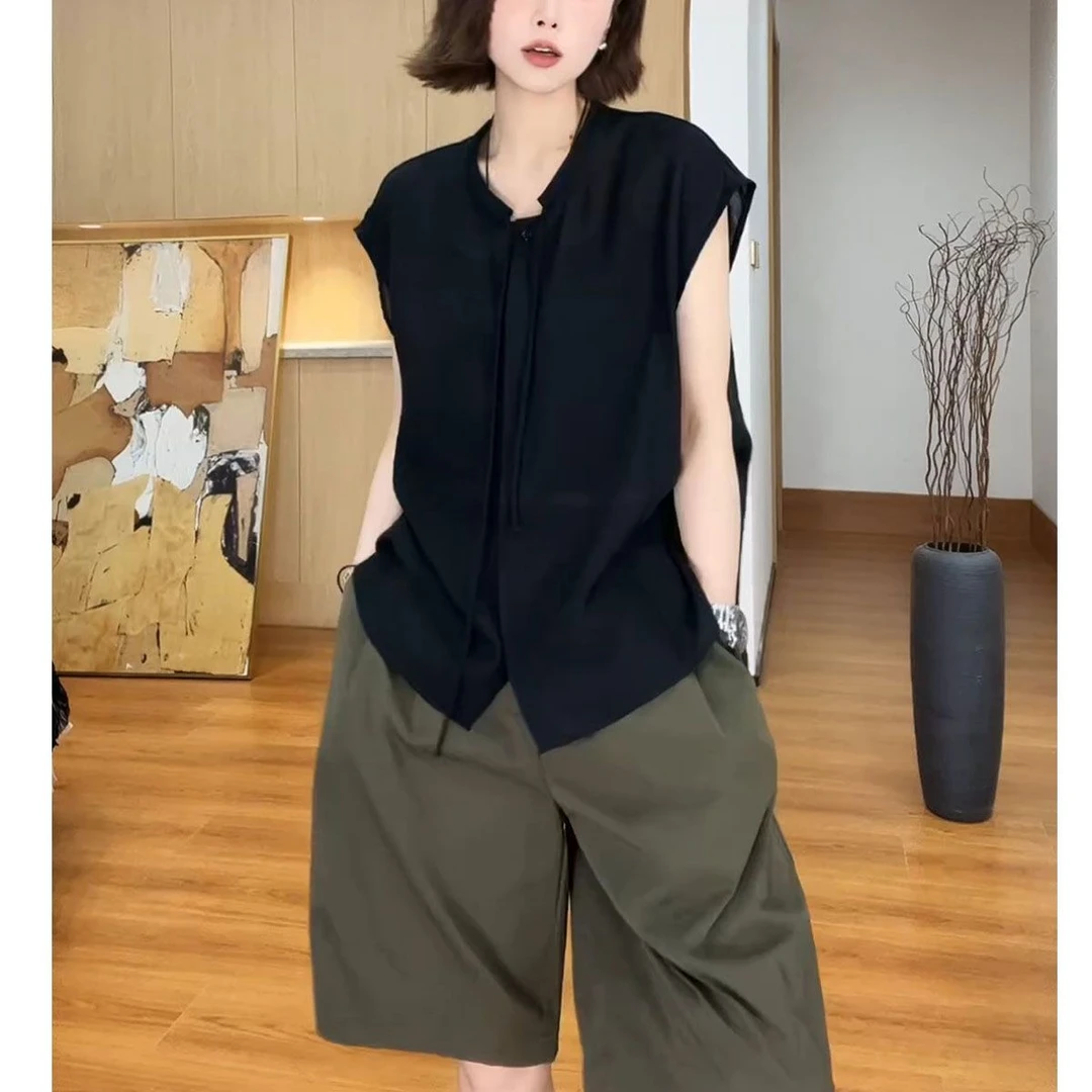 百搭时尚气质大码遮肉衬衫2025夏季新款简约纯色日常洋气短袖上衣