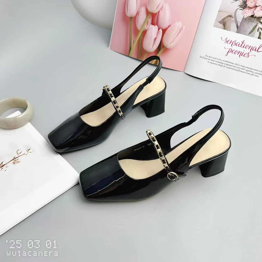 008-12 新款法式气质百搭时尚粗跟包头凉鞋